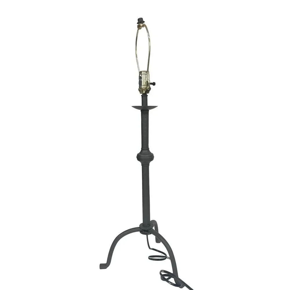 Pottery Barn Iron Tripod Table Lamp Three-Leg Black Modern Minimalist Design 30”
